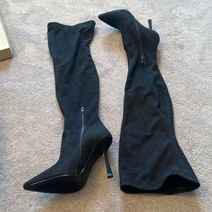 Black Suede Look TALL Heeled Boots